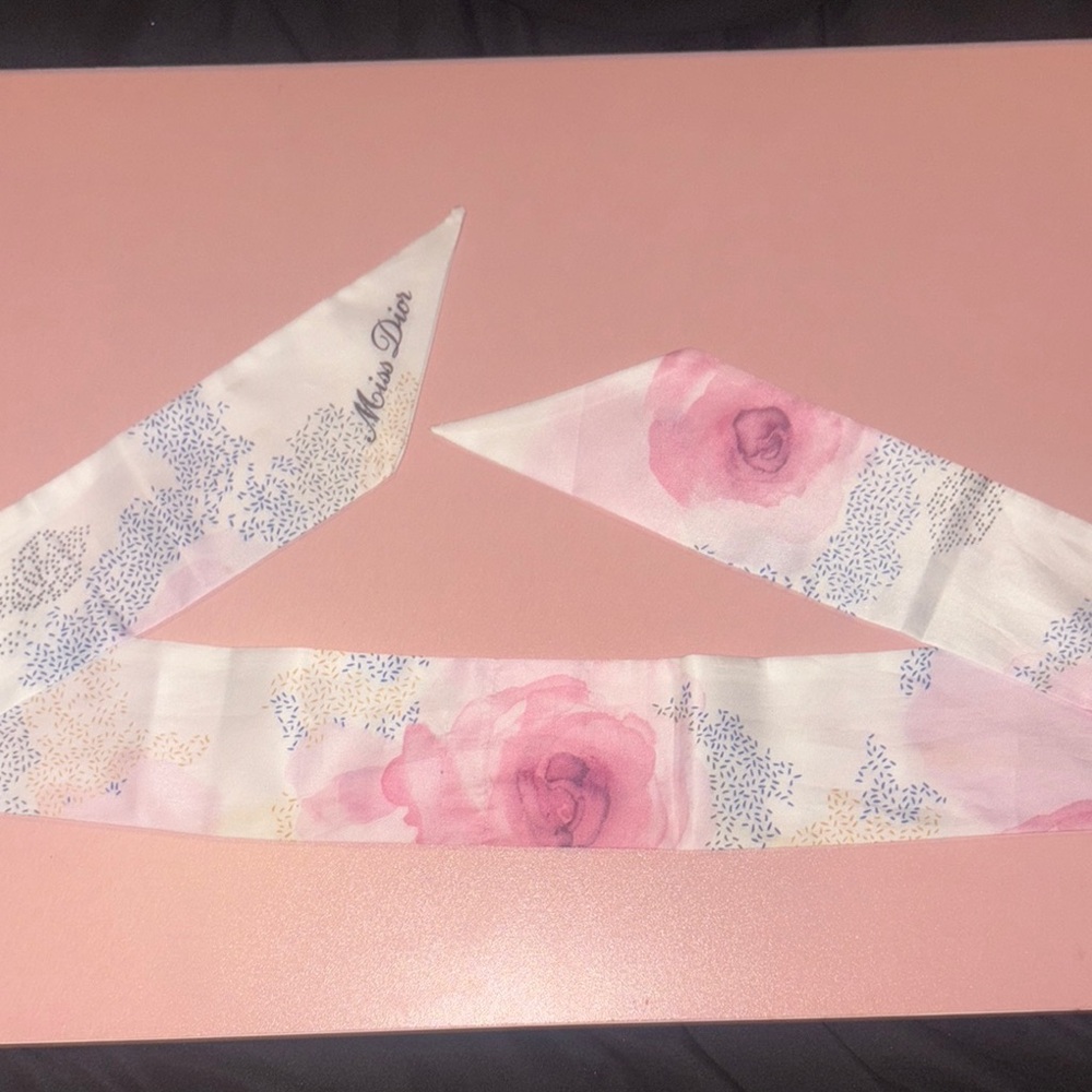 Pink and White Dior Scarf Wrap